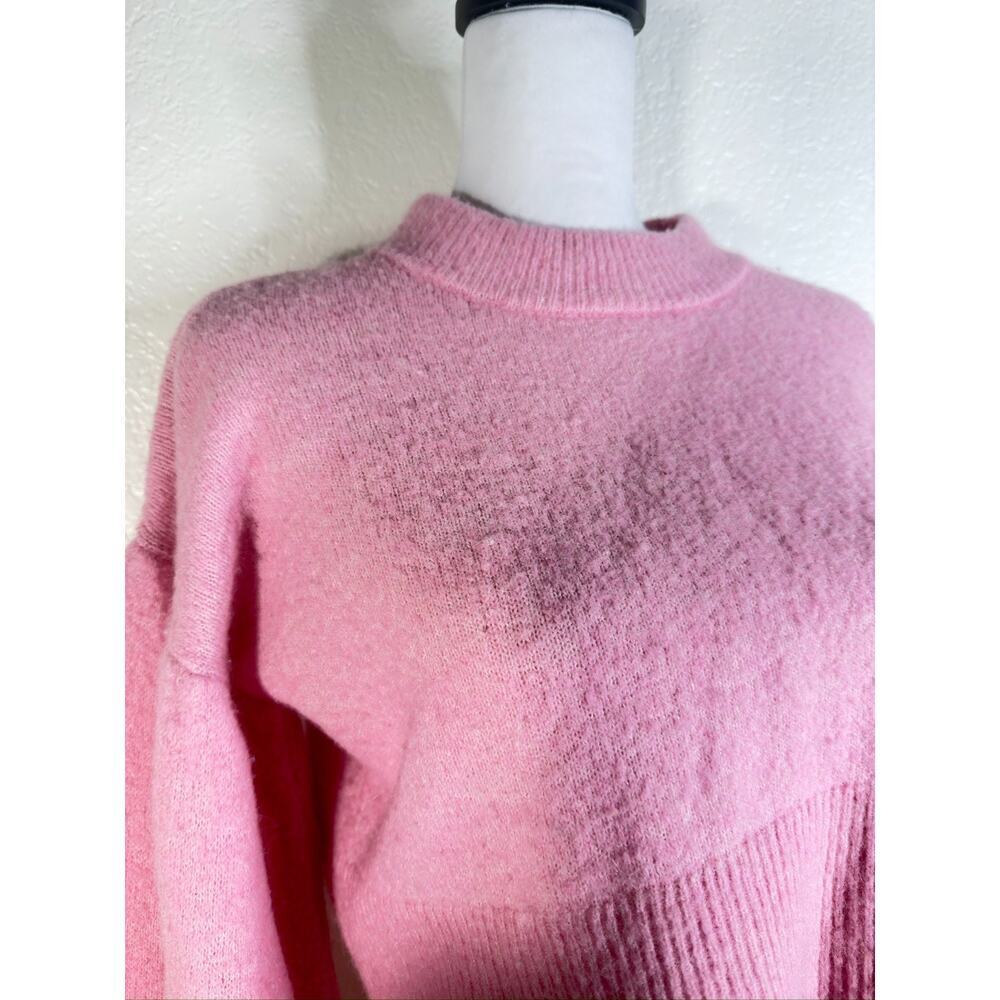 Baum Und Pferdgarten Pink Alpaca Wool Blend Coline Cropped Puff Sleeve Sweater - Picture 5 of 9